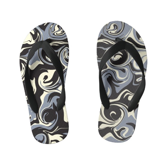 Chinelos Infantis Derramar - Preto, Cinza e Creme (Pé da cama)