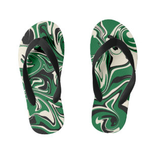 Chinelos Infantis Derramar - Verde, Creme e Preto