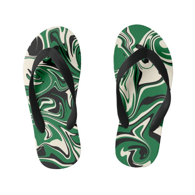 Chinelos Infantis Derramar - Verde, Creme e Preto (Pé da cama)