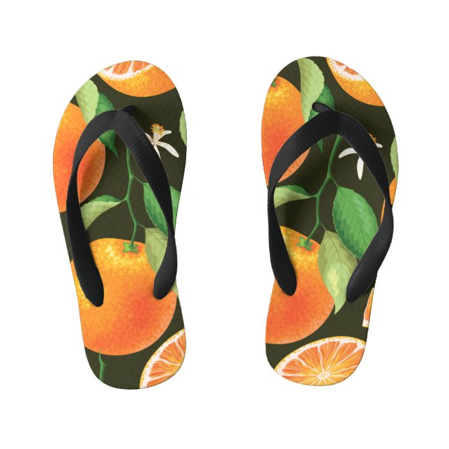 Chinelos Infantis Design de padrão laranja perfeito e brilhante. (Pé da cama)