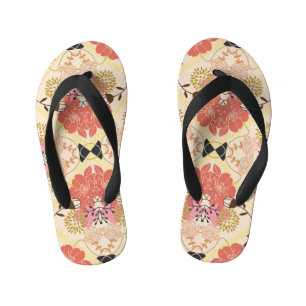Chinelos Infantis Design Floral de padrão de colheita contínua.