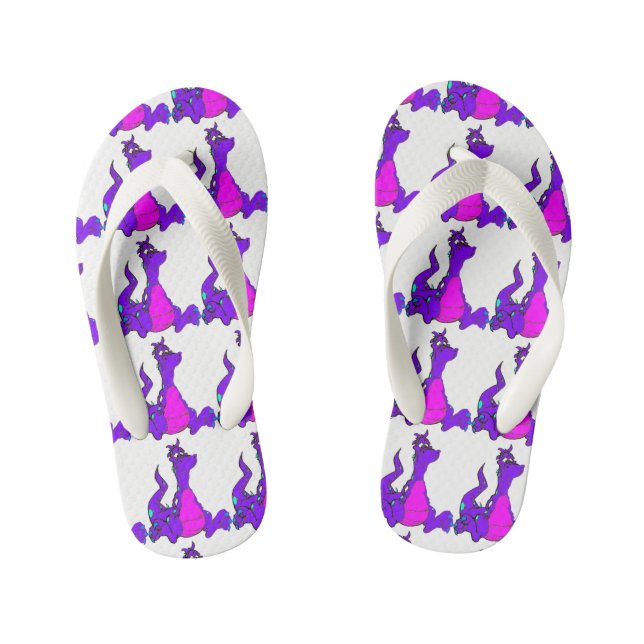 Chinelos Infantis Dragão Roxo Amigável (Pé da cama)
