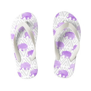 Chinelos Infantis Elefante em Aquarela Shibori Chevron Primitivo
