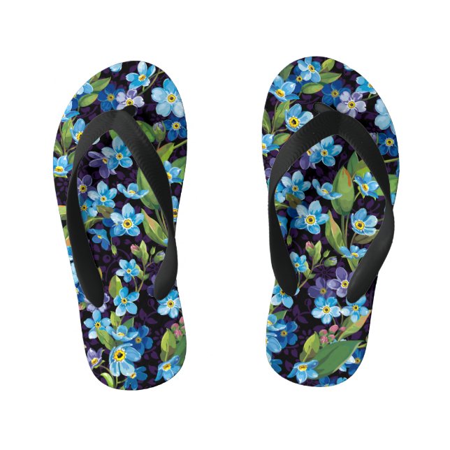 Chinelos Infantis Elegance Forget-Me-Not Floral Patterno (Pé da cama)