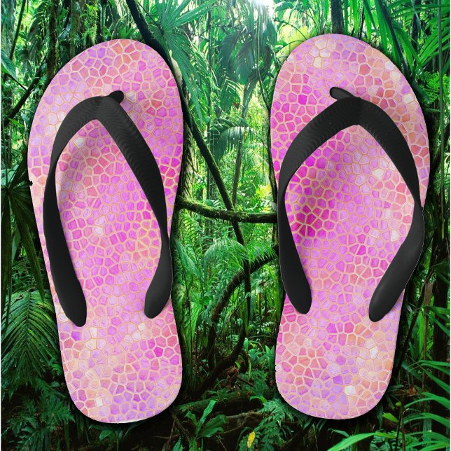 Chinelos Infantis Esconder Dinossauro Rosa (Pink Dinosaur Hide Kids Flip Flops)