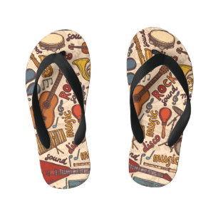 Chinelos Infantis Esquema Musical: Vintage Colorida Sem Olho.