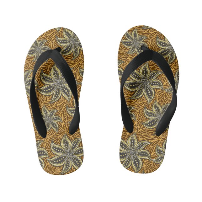 Chinelos Infantis Estilo de Batik Floral Abstrato africano (Pé da cama)