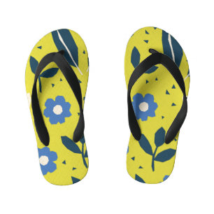 Chinelos Infantis Estilo escandinavo, padrão floral uniforme.