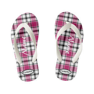 Chinelos Infantis Flip-flops de Xadrez rosa da menina HAMbWG