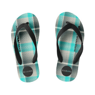 Chinelos Infantis Flip-Flops HAMbWG - Xadrez Aqua