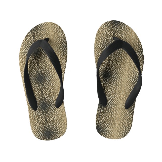 Chinelos Infantis Fllip Flops - Padrão Geométrico de Sementes de Gir (Pé da cama)