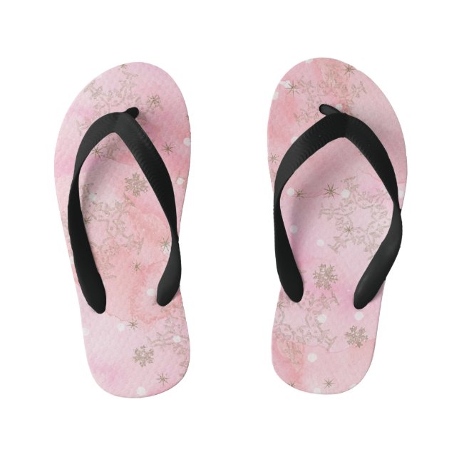 Chinelos Infantis Flocos de Neve de Natal Rosa Padrão Boho (Pé da cama)