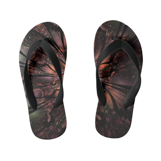 Chinelos Infantis Flor de fantasia fractal macia e tenra (Pé da cama)