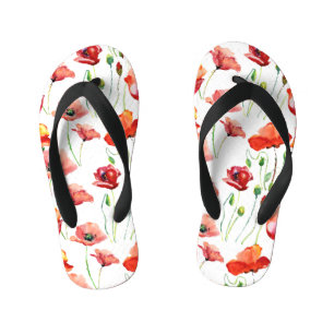 Chinelos Infantis Flor De Papoila: Simples Fundo Sem Olhos.