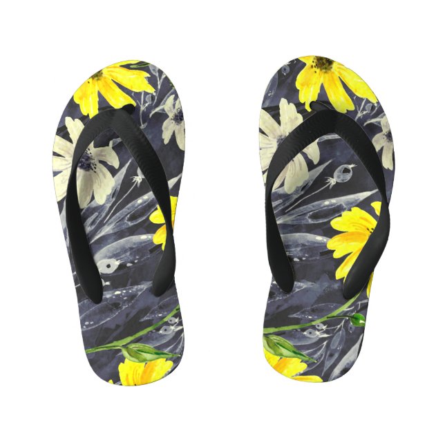 Chinelos Infantis Folhas de outono, bagas: padrão de aquarelas. (Pé da cama)