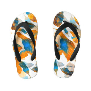 Chinelos Infantis Folhas de silhueta: aquarela, prato digital sem co