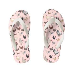 Chinelos Infantis Frango feliz a rosa