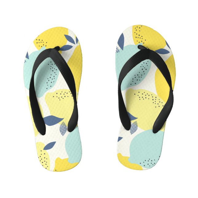Chinelos Infantis Frutas de citros, padrão contínuo vibrante. (Pé da cama)