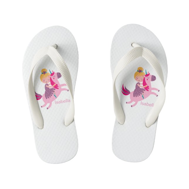 Chinelos Infantis Garota Amarelo-Bonita Andando em Unicórnio (Pé da cama)