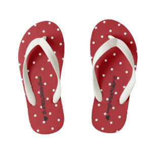 Chinelos Infantis HAMbyWG - Flip-Flops - Vermelho com bolinhas minú