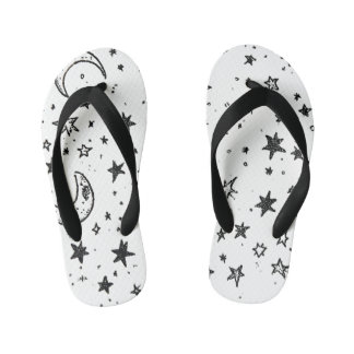 Chinelos Infantis Hand Drawn Celestial Night Sky Pattern