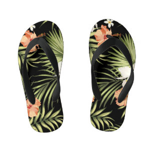 Chinelos Infantis Hibisco Tropical: Padrão Floral Vintage