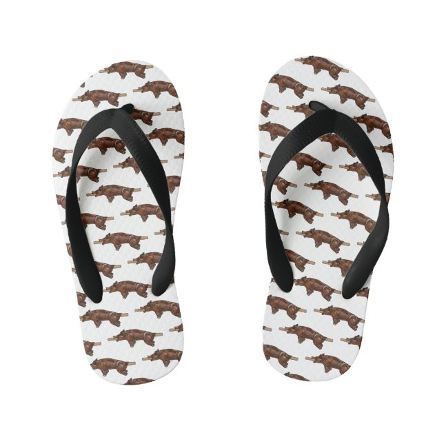 Chinelos Infantis Ilustração de desenho animado assado/assado porcin (Pé da cama)