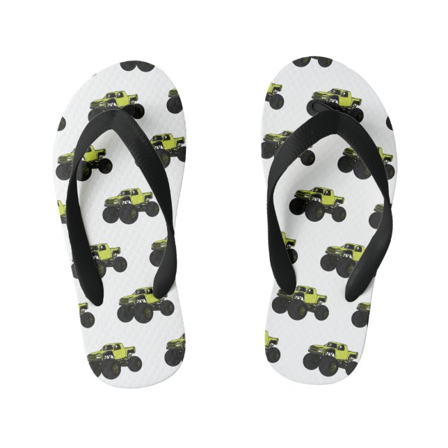 Chinelos Infantis Ilustração de desenho animado de caminhão monstro (Pé da cama)