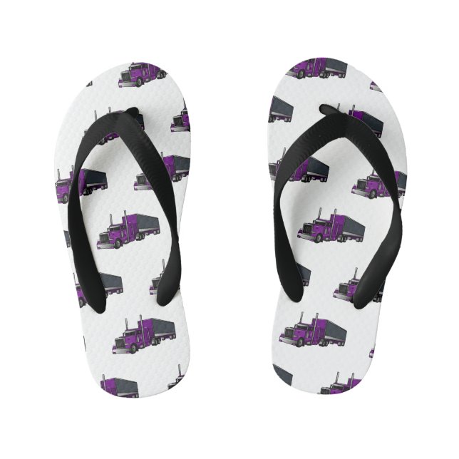 Chinelos Infantis Ilustração de desenho animado de caminhão semirreb (Pé da cama)