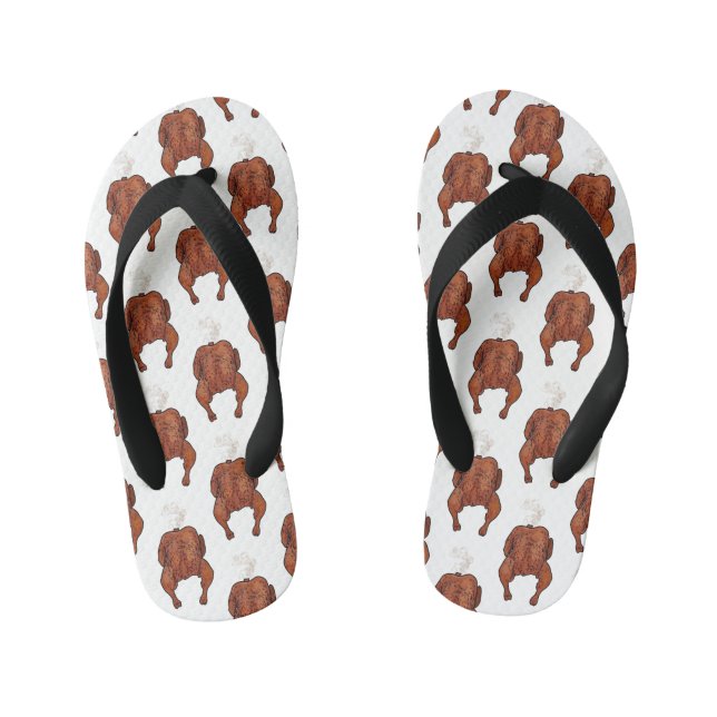 Chinelos Infantis Ilustração de desenho animado de frango assado (Pé da cama)