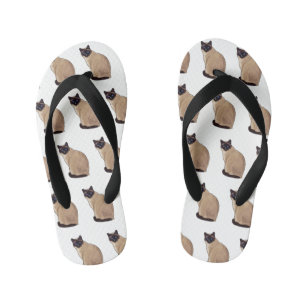 Chinelos Infantis Ilustração de desenho animado de gato siamês