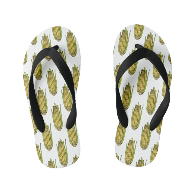 Chinelos Infantis Ilustração de desenho animado de milho (Pé da cama)