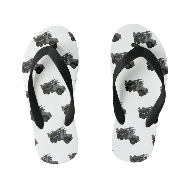 Chinelos Infantis Ilustração de desenho animado de veículos mísseis (Pé da cama)