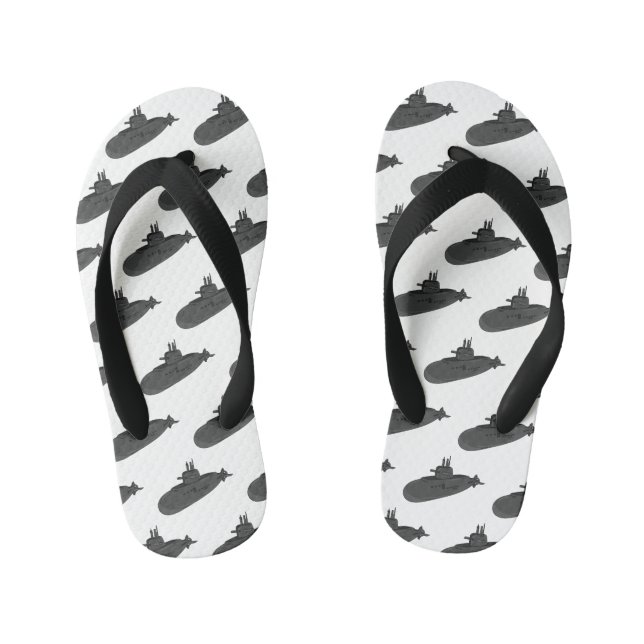 Chinelos Infantis Ilustração de desenho animado submarino (Pé da cama)