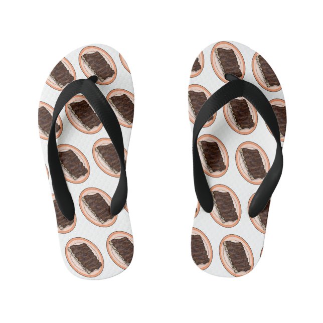 Chinelos Infantis Ilustração de desenho de costelas curtas (Pé da cama)