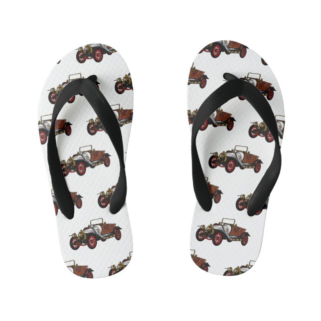 Chinelos Infantis Ilustração do desenho animado Classic car 1920 (Pé da cama)