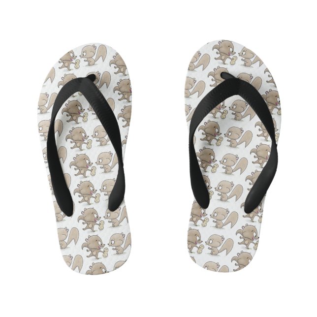 Chinelos Infantis Imagem de desenho animado de esquilos engraçados (Pé da cama)