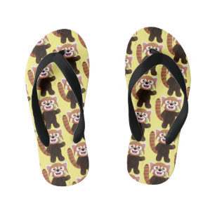 Chinelos Infantis Imagem de desenho animado do panda vermelho-bonito