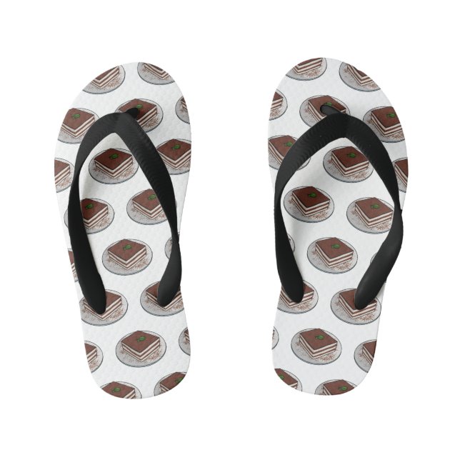 Chinelos Infantis Imagem do desenho do bolo Tiramisu (Pé da cama)