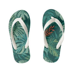 Chinelos Infantis Impressão de Selva Esmeralda Luxuriante
