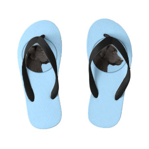 Chinelos Infantis Labrador Retriever Black Pintura Original