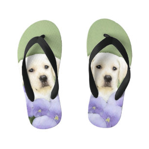 Chinelos Infantis Labrador Retriever Puppy Pintura Original