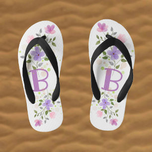 Chinelos Infantis Letra inicial B + Design floral