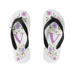 Chinelos Infantis Letra inicial V Plus Floral Design