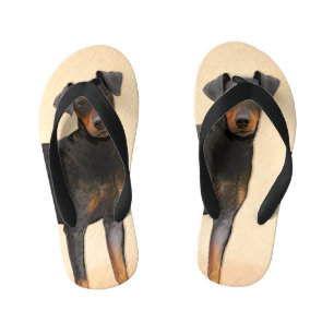 Chinelos Infantis Manchester Terrier Pintura Original