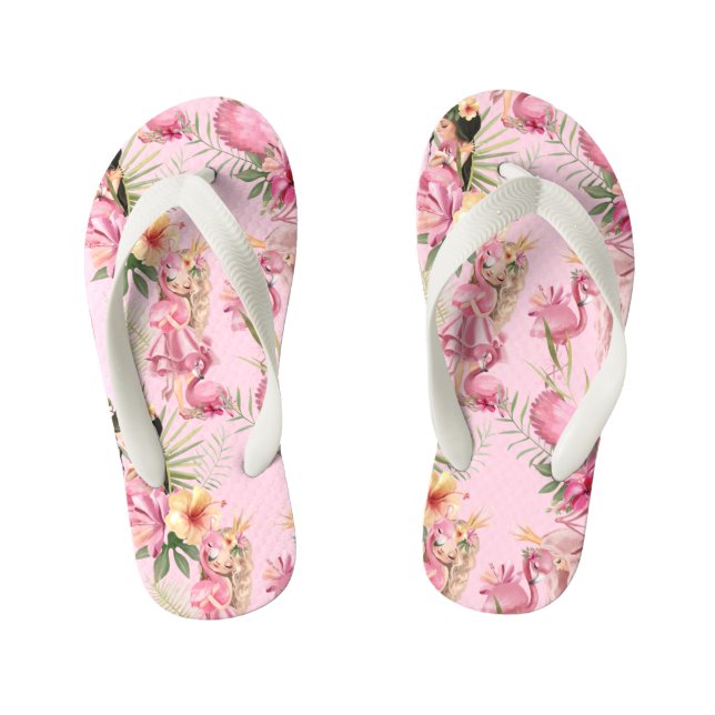 Chinelos Infantis Meninas Adoráveis E Flamingos  (Pé da cama)