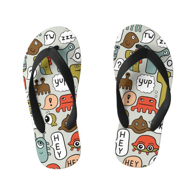 Chinelos Infantis Monstros de Cartoons Bonitos: Fundo Ininterrupto (Pé da cama)