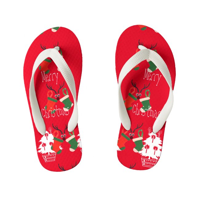 Chinelos Infantis Natal interessante a caminho faça você mesmo (Pé da cama)