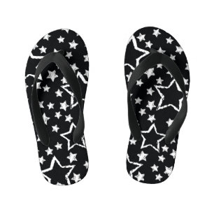 Chinelos Infantis Negras, estrelas brancas: granizo urbano.