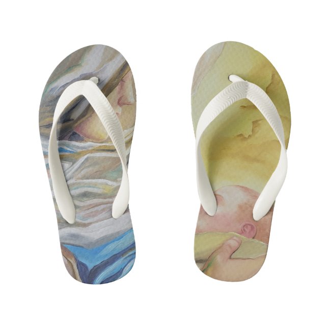 Chinelos Infantis Nossa Senhora do Silêncio segurando Jesus bebê (Pé da cama)